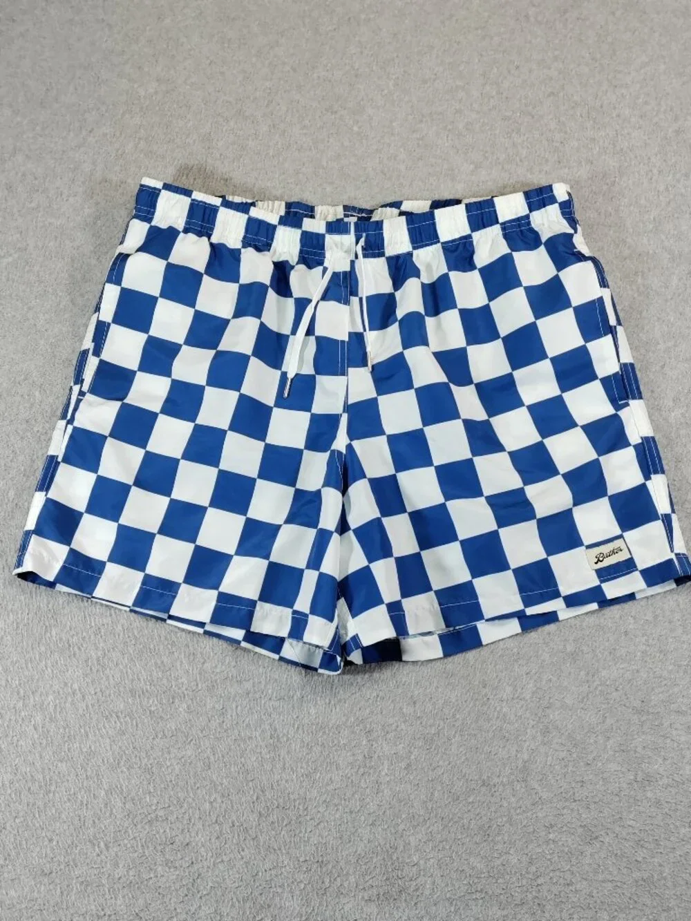 Bather Mens XL (36x5) Blue White Checkerboard Classic Swim Trunks Canada